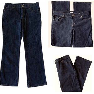 LIZ & CO PETITE BOOTCUT STRETCH DENIM CLASSIC MOM BLUE JEANS